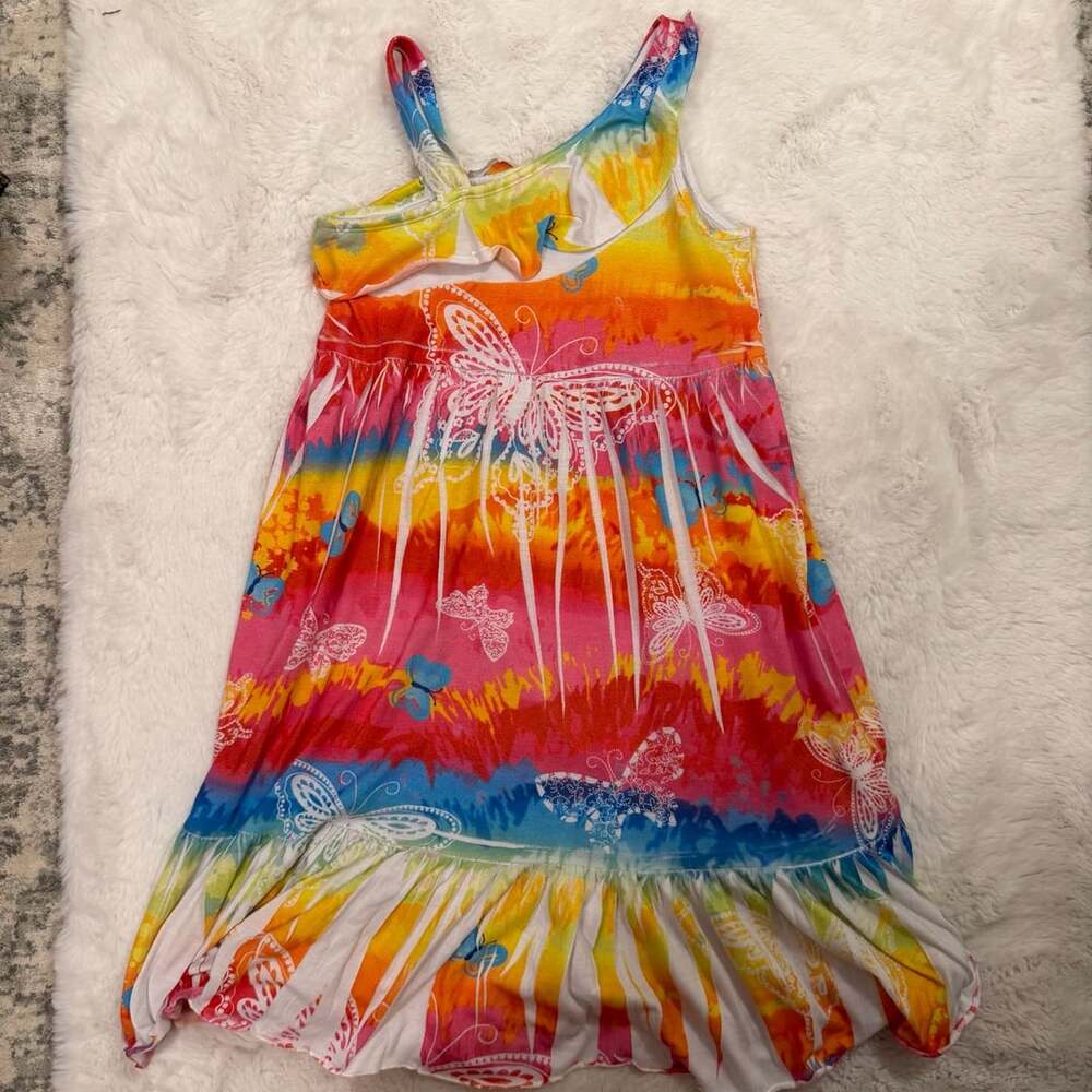 iiniim Girls Summer Sleeveless Straps Bohemian Beach Dress Flower Print Rainbow
